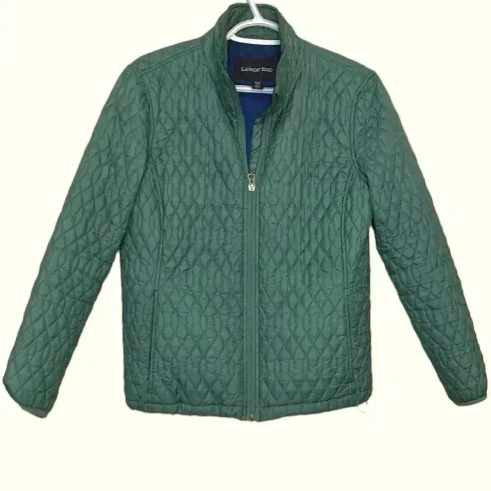 Lands’ End lightweight puffer coat w easy grab zipper, Adjustable bottom